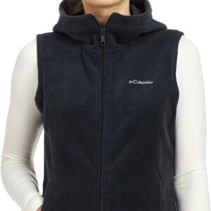 Columbia Women's Black Benton Springs Hooded Sleeveless Fleece Vest Size XL